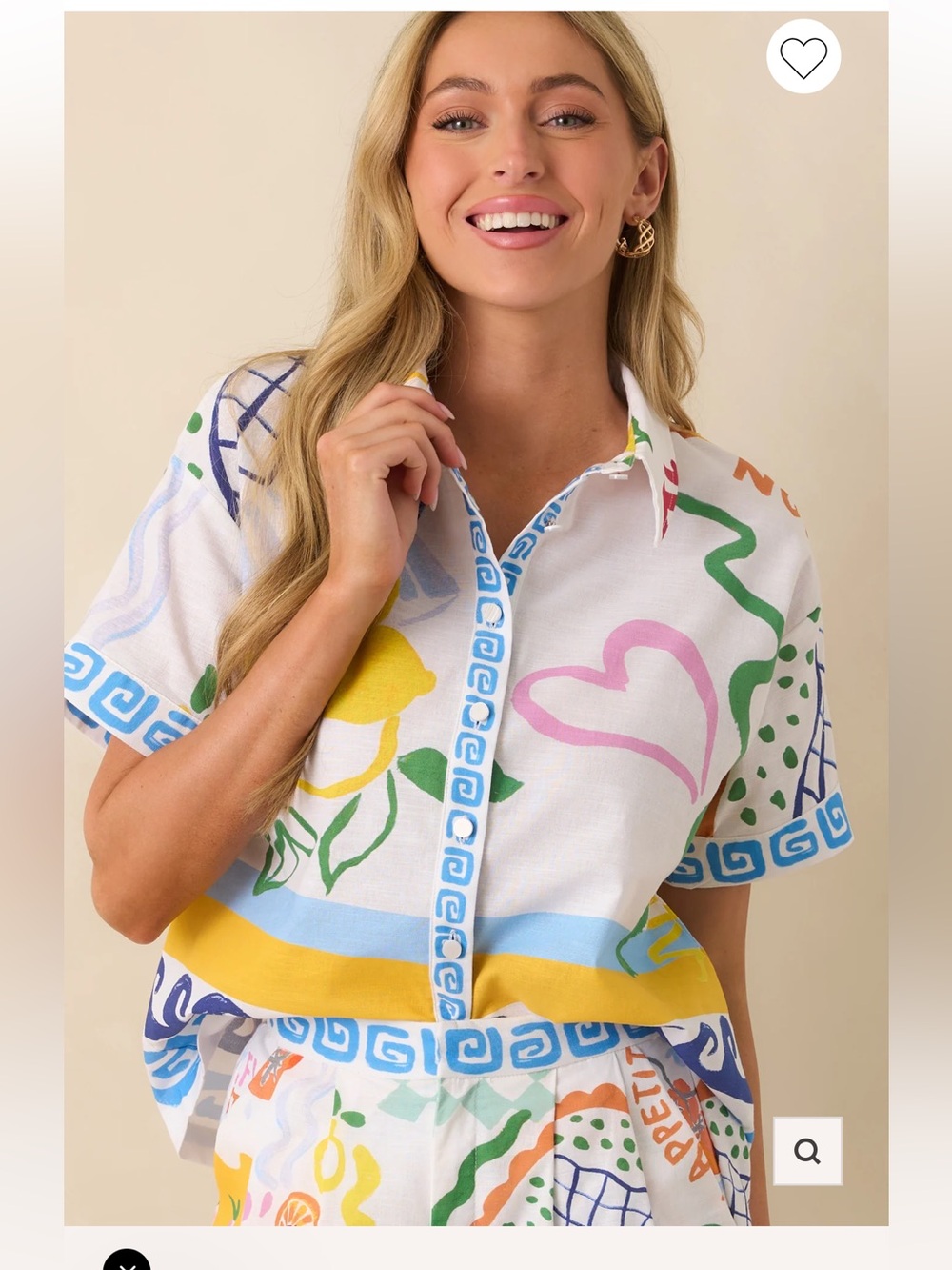 PROSPERINA ISLA MULTI PRINT LINEN BLEND BUTTON FRONT TOP NWT XS